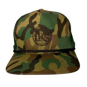 IKS Health Logo Cap Hat Snap Back Woodland Camo Camouflage Trucker Green Vintage